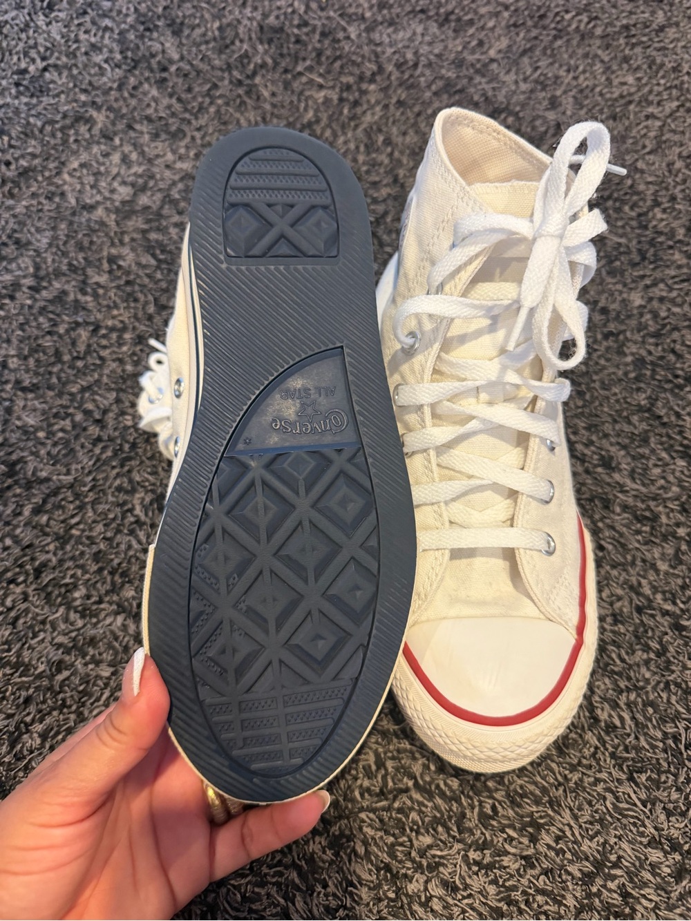 Converse High Top Sneakers - White with Red Accent